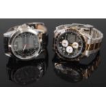 Two gents steel cased quartz fashion watches