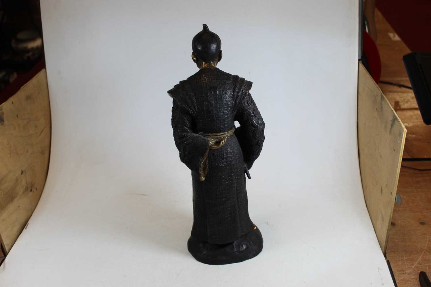 A hollowcast bronzed metal figure of a Japanese warrior, h.45cmCondition report: There are some - Image 4 of 6