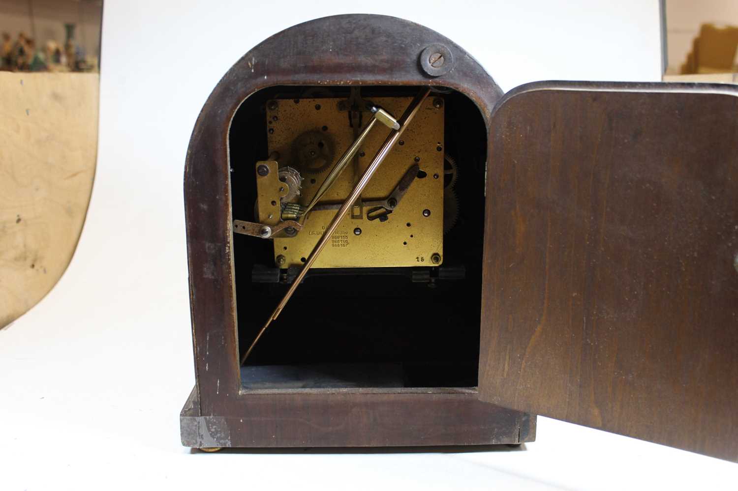 A 1930s oak cased eight day mantel clock, maker Enfield, the silvered dial showing Arabic - Image 8 of 9