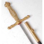 A Spanish dress sword, the 76cm blade etched FAB DE TOLEDO, having a gilt brass cross guard and