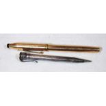 A Cross fountain pen, having 14ct rolled gold cap and barrel, with 18ct gold nib; together with an