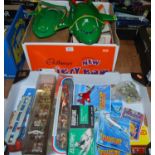 Two boxes of modern issue diecast including Thunderbirds 2, Matchbox Skybusters, Corgi Queens Silver