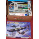 One box containing a quantity of plastic kits, to include Airfix 172nd scale Battle of Britain
