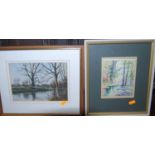 Assorted pictures and prints, to include Paul Franks - Cattle beside the river, watercolour; Still
