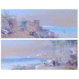 Charles Rowbotham (1826-1904) - Pair; Italian coastal scenes, watercolour and gouache on buff paper,