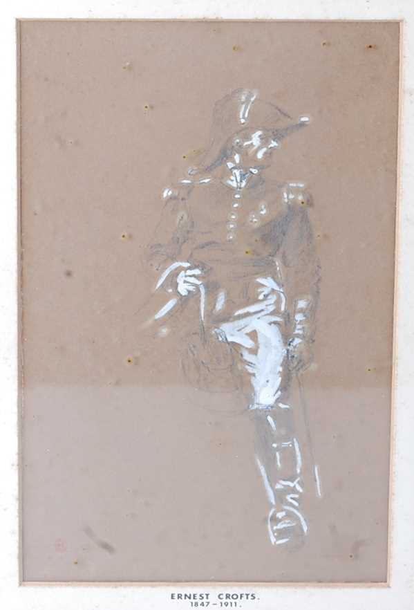 Ernest Crofts (1847-1911) - Portrait of a Cavalry Officer in standing pose, pencil, heightened - Image 3 of 6