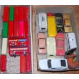 Two boxes of diecast toys, to include Dinky Ford Sedan, Corgi Buick Riviera etc