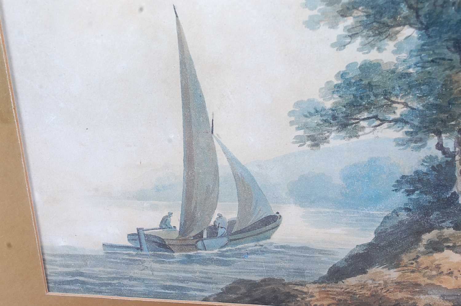 George Morland (1763-1804) - Coastal scene with figures and dog, watercolour, signed with GM - Image 4 of 7