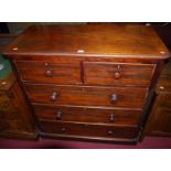 A Victorian mahogany round cornered chest of two short over three long drawers, w.105cmCondition