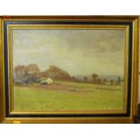 Norden - Landscape with farm buildings, oil on canvas, signed lower right, 30 x 40cm