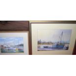 Frederick Brown - Boats at anchor, watercolour, 32 x 45cm; and three other boating watercolours by