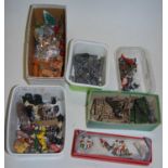 A box containing a quantity of Britains lead garden, various lead figures, animals etc