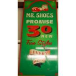 An enamel advertising sign for Mr Shoes, by Gordon Signs of Norwich, 52 x 121cm