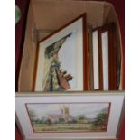 Assorted pictures and prints, to include Joan Knight watercolour