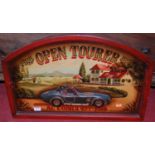 A reproduction painted advertising sign entitled 'Open Tourer AC Cobra 427-1965', 40 x 60cm