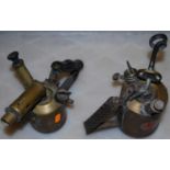 Two brass paraffin blow torches