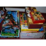 Two boxes containing various modern games including Battleship Torpedo Attack etc