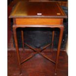 An Edwardian mahogany and satinwood inlaid square occasional table, w.45cm