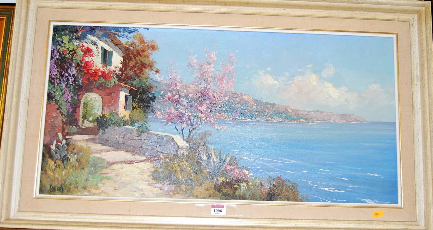 Mid-20th century school - Coastal scene in summer, oil on canvas, indistinctly signed lower left, 39