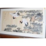 20th century Chinese watercolour on silk, with studio seal, 50 x 100cm