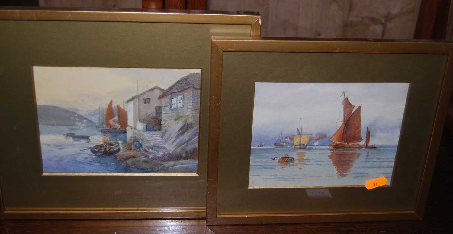 Frederick Brown - Boats at anchor, watercolour, 32 x 45cm; and three other boating watercolours by - Image 2 of 4