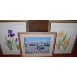 Jenny Jowett - Pair; Iris party-dress and Iris sable, watercolours, each titled and signed, 41 x