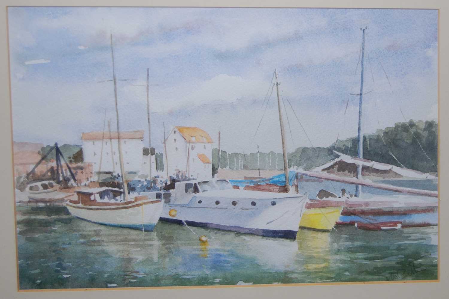 Frederick Brown - Boats at anchor, watercolour, 32 x 45cm; and three other boating watercolours by - Image 3 of 4