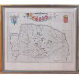 Johannes Blaeu - Nortfolcia, Norfolk, Amsterdam, 1648, engraved county map with later hand-