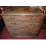 A George III faded mahogany chest of four long drawers, upon bracket feet, w.104.5cm