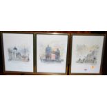 London landmarks - a set of four prints, Newmarket clock tower, print and one other (6)