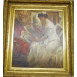 After Fernand Toussaint, Boudoir scene, oil on canvas, 60 x 50cm
