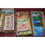 Three boxes containing a quantity of mixed toys including Matchbox Motorway Extension, boxed