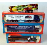 A Tekno and Joel 1/50 scale road transport tractor unit and trailer, and single trailer diecast