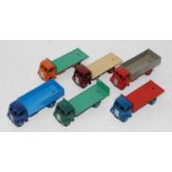 Dinky group of 6 trucks as follows, Guy in two tone green with tail board, 3 x Guy without tailboard