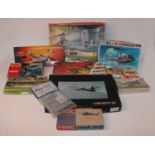 Two boxes containing 22 various boxed military related plastic kits, mainly aircraft, examples to