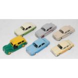 Dinky group lot of 6 cars as follows, 166 Sunbeam Rapier in two tone yellow, 2x Austin A105 as