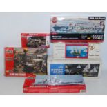 One box containing a quantity of various ship and military related wooden and plastic kits to