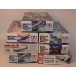 Seven various boxed as issued Tamiya and Eduard and Profipack 1/48 scale aircraft plastic kit