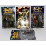 Four various carded Buffy the Vampire Slayer and The Crow, action figures to include a Macfarlane