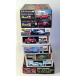 Eight various boxed 1/24 scale plastic racing car and classic car kits to include a Fujimi Porsche