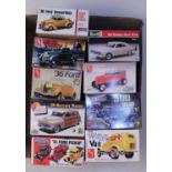 Nine various boxed monogram and AMT 1/25 scale American and TV related saloon and commercial vehicle