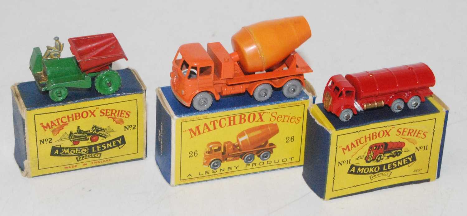 Matchbox group of models x3 as follows: No 26 Foden cement truck orange,GPW in a complete D box,nice