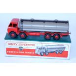 A Dinky Toys No. 504 Foden 14 ton tanker, comprising of first type red cab and chassis with grey