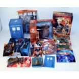 One box containing a quantity of various mixed release Dr Who action figures, accessories and