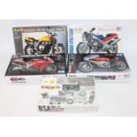 Five various boxed Tamiya, Revell, and Gunze Sangyo 1/12 scale plastic and white metal motorcycle