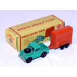 A 00 Dinky Toys No. 073 Land Rover and horse trailer comprising green Land Rover with orange trailer