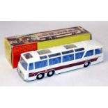 A Dinky Toys No. 952 Vega Major Luxury coach, comprising of white body with dark blue interior and