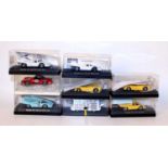 Nine various plastic cased Solido 1/43 scale high speed racing diecast all appear complete with