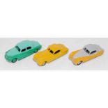 Dinky group of 3 models as follows 157 Jaguar x2, one two tone yellow,other in a different shade