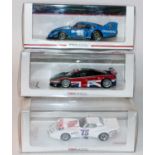 A Truescale Miniatures TSM 1/43 scale high speed racing car group, three boxed as issued examples to